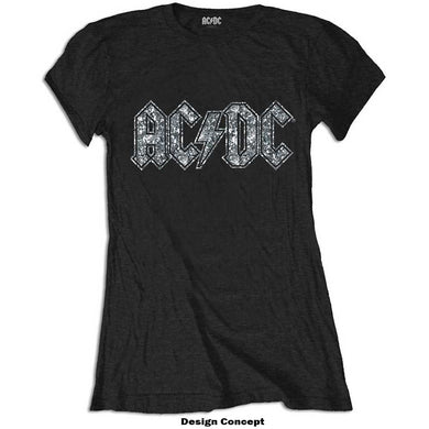 AC/DC Ladies Embellished T-Shirt:  Logo (Diamante)