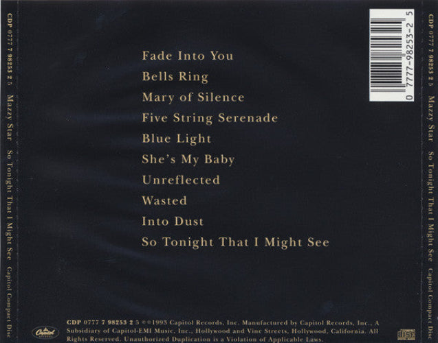 Mazzy Star - So Tonight That I Might See CD – The Cosmic Peddler