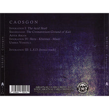 Charger l'image dans la galerie, Nibiru - Caosgon Album back cover with tracklist and branding on a dark background