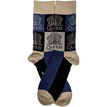 Cargar imagen en el visor de la galería, Queen - Unisex Ankle Socks:  Crest Blocks (Navy Blue)