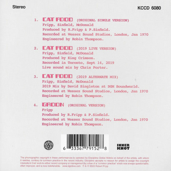 King Crimson - Cat Food / Groon (CD) – The Cosmic Peddler