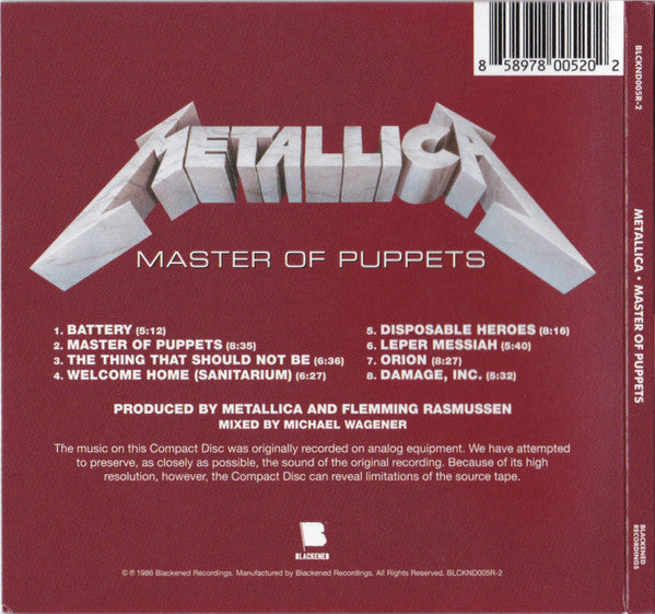Metallica - Master Of Puppets (CD) – The Cosmic Peddler