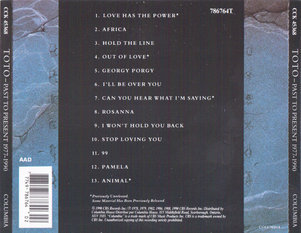 Toto - Past To Present 1977 - 1990 (CD) – The Cosmic Peddler