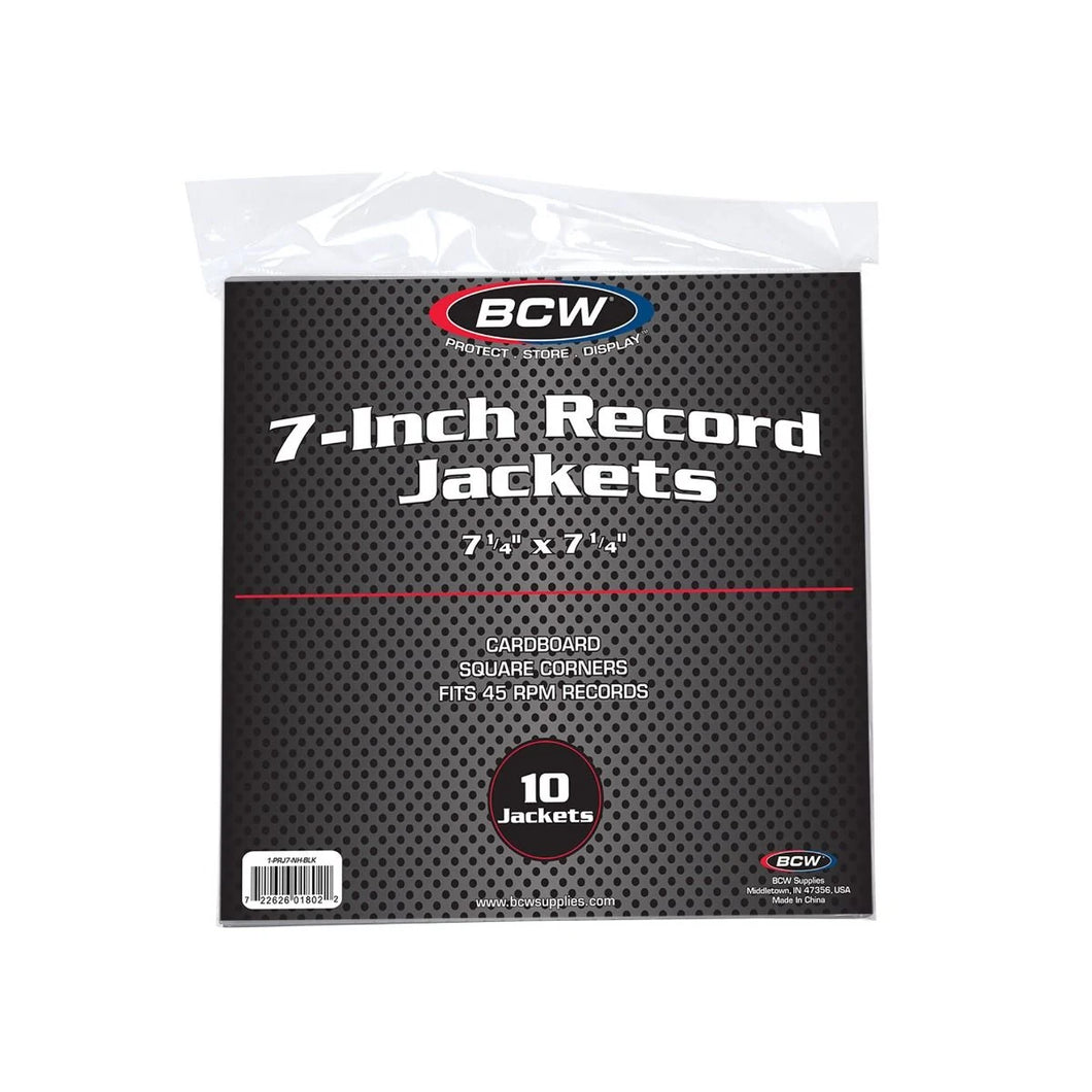 BCW:  7 Inch Record Paper Jacket - No Hole - Black