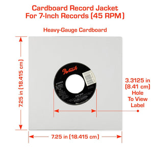 BCW:  7 Inch Record Paper Jacket - With Hole - White