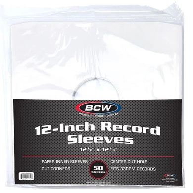 BCW:  12 Inch Record Paper Inner Sleeve - Cut Corners - White