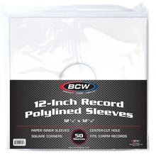 Load image into Gallery viewer, BCW:  12 Inch Record Paper Inner Sleeves - Polylined - With Hole - White