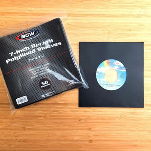 BCW:  7 Inch Record Paper Inner Sleeves - Polylined - With Hole - Black