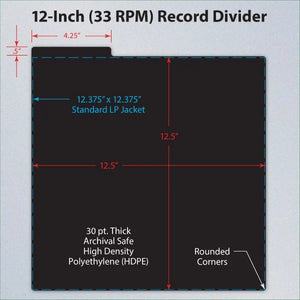 BCW:  12 Inch Record Dividers - Black