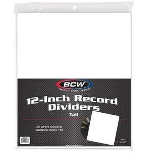 BCW:  12" Record Divider - Tall - White