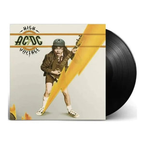 Vinyl record with a cover featuring a person playing guitar and the AC/DC logo.