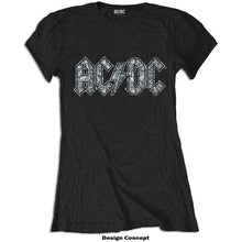 Load image into Gallery viewer, AC/DC Ladies Embellished T-Shirt:  Logo (Diamante)