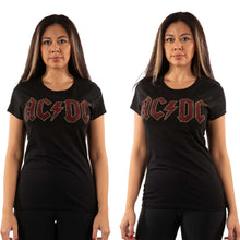 Load image into Gallery viewer, AC/DC Ladies Embellished T-Shirt:  Full Color Logo (Diamante)