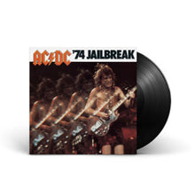 Load image into Gallery viewer, A vinyl record of AC/DC's '74 Jailbreak album featuring a young Angus Young playing a guitar on the cover.