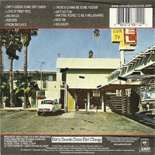 Load image into Gallery viewer, AC/DC - Dirty Deeds Done Dirt Cheap back album cover back with motel scene and palm trees