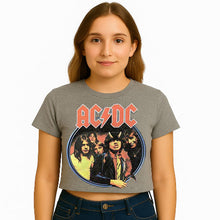 Load image into Gallery viewer, Person wearing a gray t-shirt with AC/DC graphic design