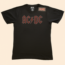 Charger l&#39;image dans la galerie, Black t-shirt with AC/DC logo on a beige background