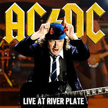 Cargar imagen en el visor de la galería, Person in a suit with guitar and AC/DC logo in the background
