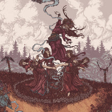 Load image into Gallery viewer, Artistic depiction of a central figure with animal-like features surrounded by other figures in a mystical landscape.