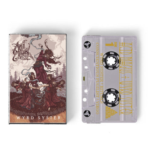 Cassette tape with artistic cover design on a white background