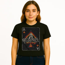 Cargar imagen en el visor de la galería, Person wearing a black t-shirt with a graphic design on a white background