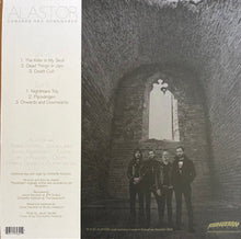 Load image into Gallery viewer, Album cover with band members in a dark, cathedral-like setting and tracklist on the left.