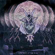 Load image into Gallery viewer, Alien-like creature with horns and a circular emblem on a dark background