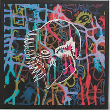 Load image into Gallery viewer, Colorful abstract art with a white outline of a face on a black background