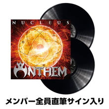 Cargar imagen en el visor de la galería, Vinyl records with a fiery album cover featuring the word 'Nucleus' and 'Anthem'.