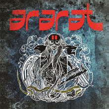 Cargar imagen en el visor de la galería, Record cover art featuring a black and white illustration of a figure with outstretched arms, surrounded by abstract designs, with the band name 'Ararat' in red text above.