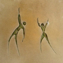Cargar imagen en el visor de la galería, Artwork of two stylized figures enacting a musical performance on a record cover.