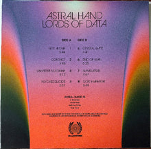 Cargar imagen en el visor de la galería, Album cover with tracklist for 'Astral Hand Lords of Data' featuring a colorful gradient background.