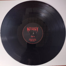 Load image into Gallery viewer, Black vinyl record with red text on a white background