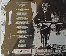 Load image into Gallery viewer, Album cover with text and a silhouette of a person holding a gun, featuring the Armageddon Label.