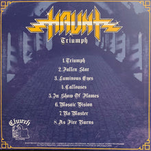 Load image into Gallery viewer, Haunt - Triumph back album cover with tracklist on a dark background