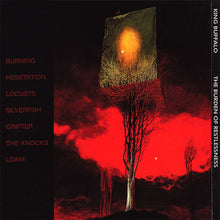 Load image into Gallery viewer, King Buffalo - The Burdon Of Restlessness back album cover with a stylized tree and red sky, featuring text on a dark background.
