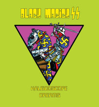 Cargar imagen en el visor de la galería, Album cover with a stylized illustration of a horse and rider in a triangle, on a green background with &#39;Black Magic&#39; text.