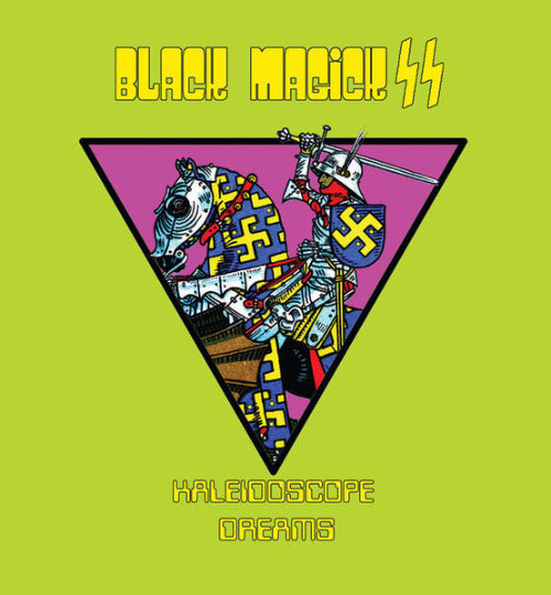 Album cover with a stylized illustration of a horse and rider in a triangle, on a green background with 'Black Magic' text.