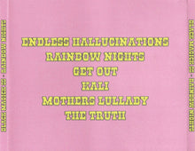 Cargar imagen en el visor de la galería, Pink album cover with yellow text listing song titles and album names.