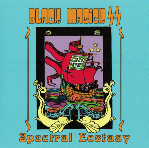 Album cover for 'Spectral Ecstasy' by Black Magic SS with a colorful ship illustration on a blue background.