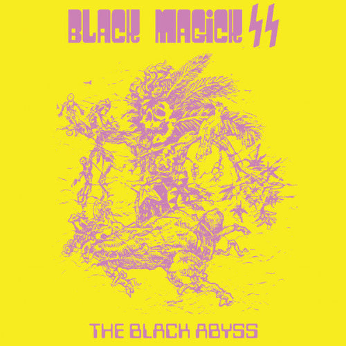 Album cover with abstract design and text 'Black Magic SS' on a yellow background