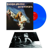Load image into Gallery viewer, Vinyl record with blue disc and cover featuring a musician, 'Black Oak Arkansas' album title.