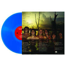 Load image into Gallery viewer, Blue vinyl record with a black and white photo of four people in water on the cover