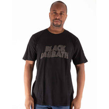 Load image into Gallery viewer, Man wearing a Black Sabbath t-shirt on a white background