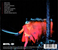 Cargar imagen en el visor de la galería, Album back cover with glowing figure and tracklist on a dark background