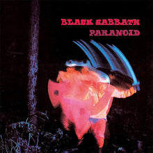 Cargar imagen en el visor de la galería, Album cover for 'Paranoid' by Black Sabbath with a glowing axe and dark background
