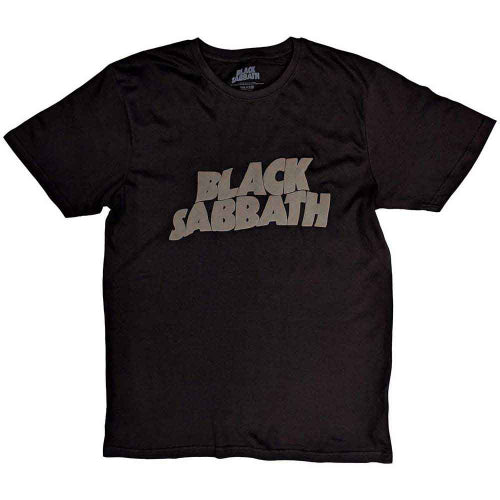 Black t-shirt with 'Black Sabbath' logo on a white background