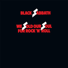 Cargar imagen en el visor de la galería, Black Sabbath album cover with red and white text on a black background