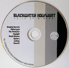 Load image into Gallery viewer, CD label for &#39;Blackwater Holylight Veils of Winter&#39; with tracklist and record label logo.