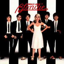 Load image into Gallery viewer, Album cover for 'Parallel Lines' by Blondie featuring a woman in a white dress surrounded by men in suits.